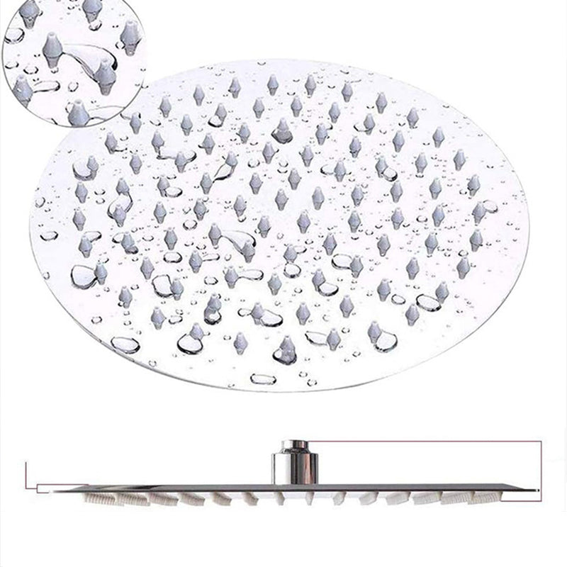 Round Dual Shower Head Stainless Steel 5-Spray Patterns Wall-Mount Showerhead