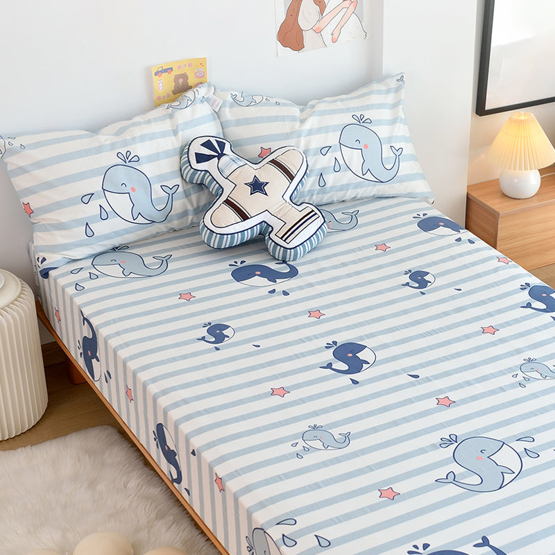 Cotton Bed Sheet Set Cartoon Pattern Fade Resistant Sheet Set