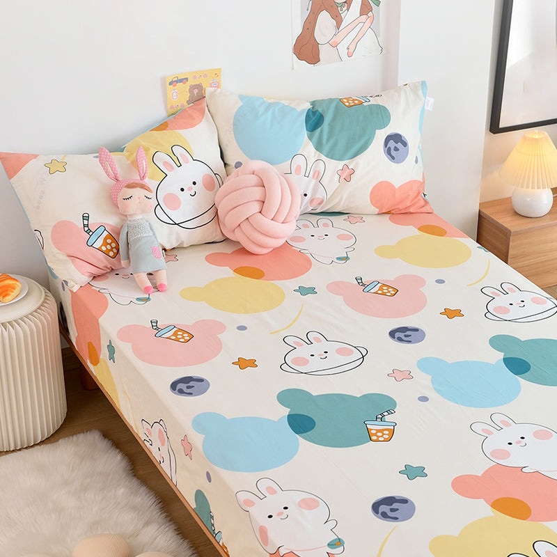 Cotton Bed Sheet Set Cartoon Pattern Fade Resistant Sheet Set