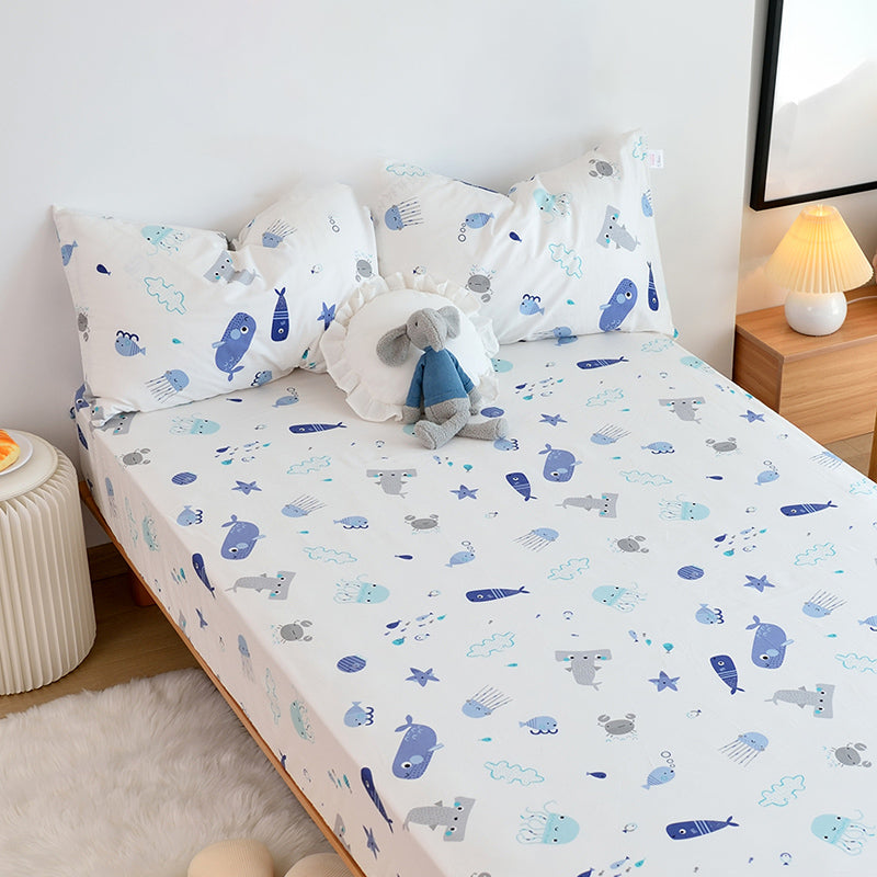 Cotton Bed Sheet Set Cartoon Pattern Fade Resistant Sheet Set