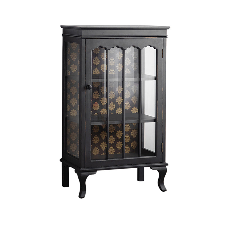 Traditional Wood Curio Cabinet Glass Doors Hutch Buffet for Bedroom