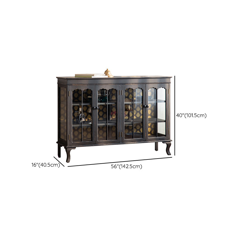 Traditional Wood Curio Cabinet Glass Doors Hutch Buffet for Bedroom