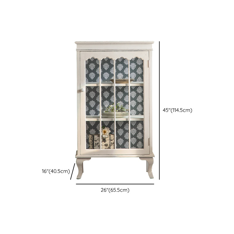 Traditional Solid Wood Curio Cabinet Glass Doors Hutch Buffet for Bedroom