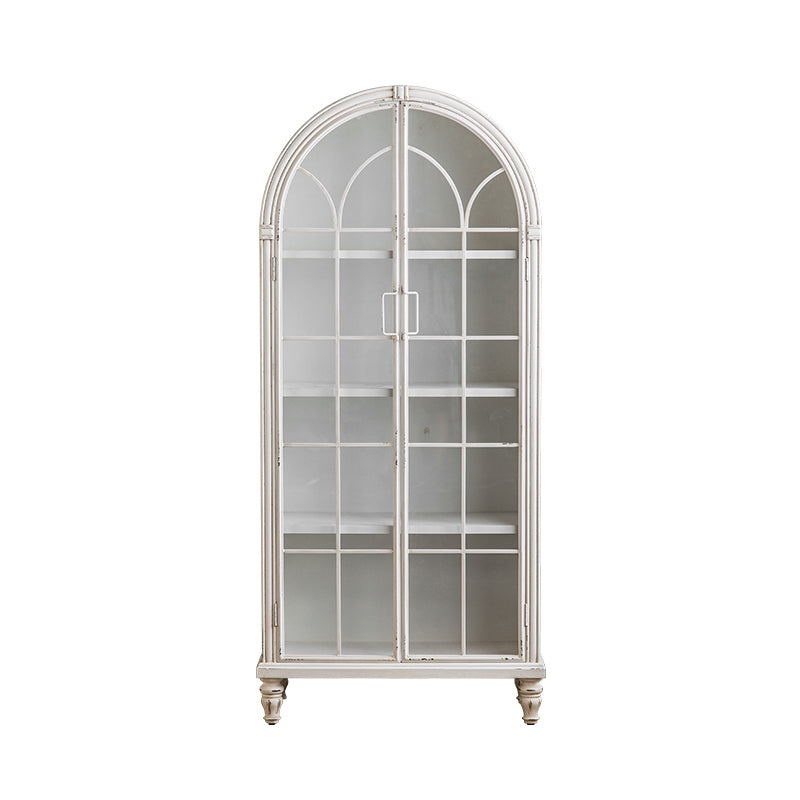 Traditional Pine Display Stand Glass Doors Display Cabinet for Dining Room