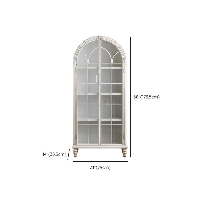 Traditional Pine Display Stand Glass Doors Display Cabinet for Dining Room