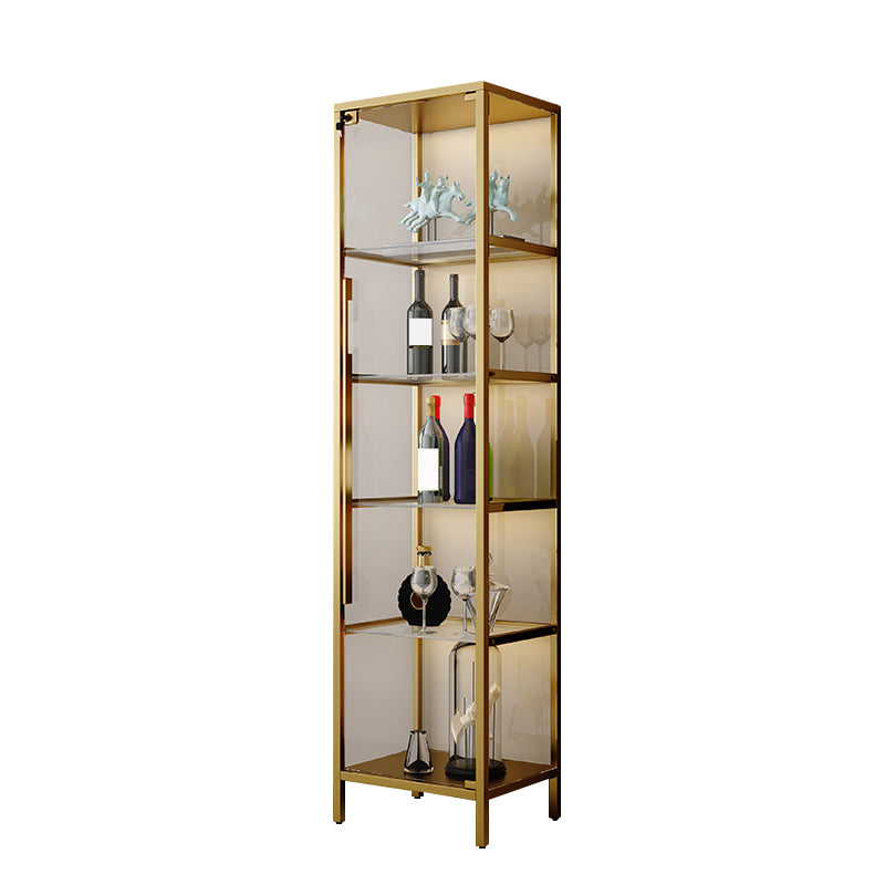 Glam Curio Cabinet Glass Doors Metal Hutch Buffet for Bedroom