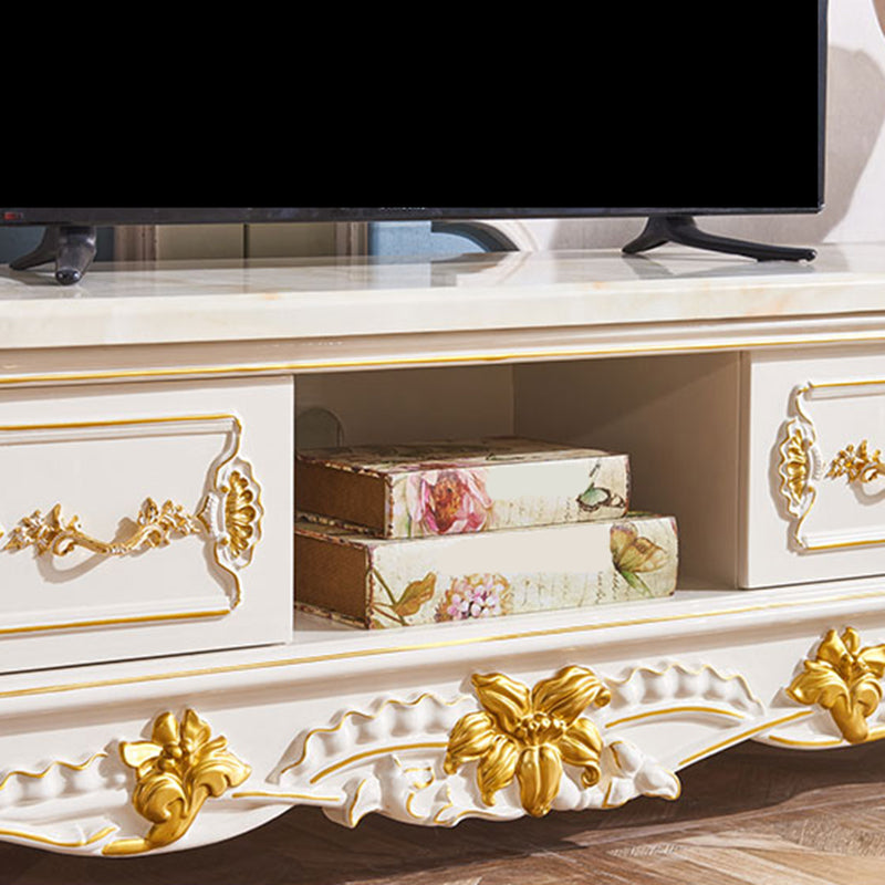 Glam Media Console Open Storage TV Stand Console with 4 Drawers