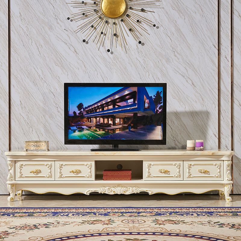 Glam TV Media Console Open Storage TV Console with 4 Drawers