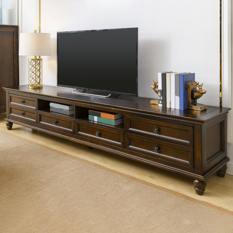 Traditional TV Media Console Solid Wood TV Console with 6 Drawers