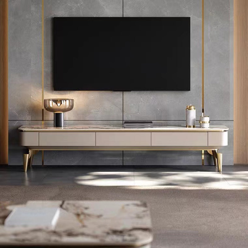 Contemporary TV Media Console Stone TV Console with 3 Drawers