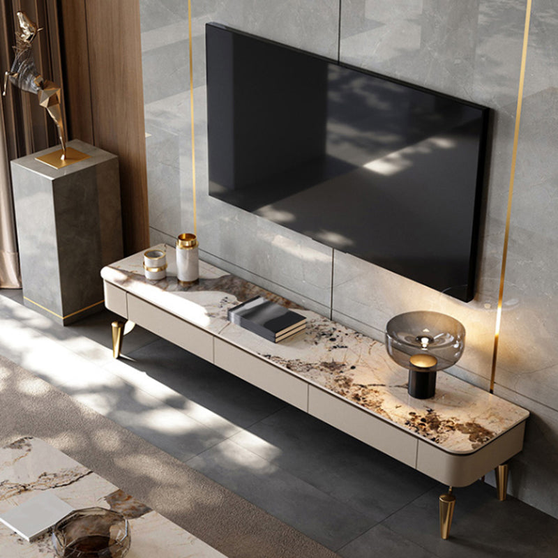 Contemporary TV Media Console Stone TV Console with 3 Drawers