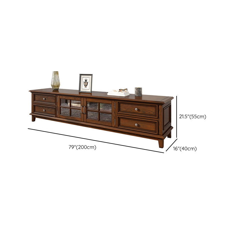 Traditional TV Media Console Solid Wood TV Console with Drawers