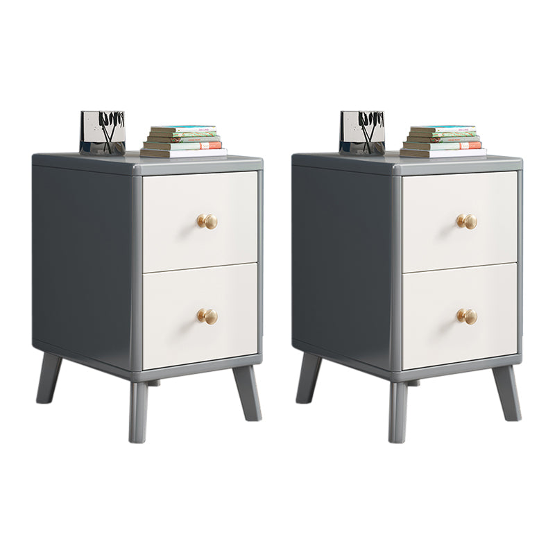 Contemporary Bed Nightstand Wooden Accent Table Nightstand with 2 Drawers