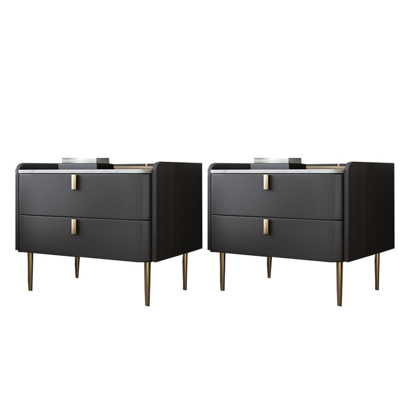 2 - Drawer Glam Nightstand Antique Finish Accent Table Nightstand