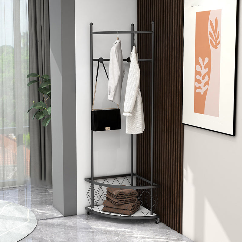 Modern Metallic Coat Hanger Free Standing Entry Coat Rack with Hooks