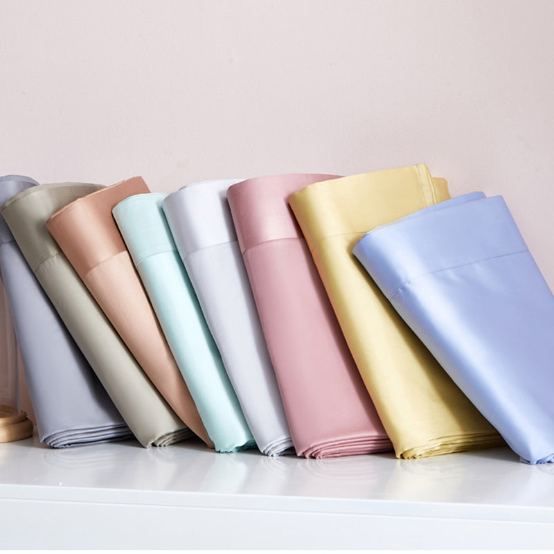 Cotton Sheet Set 3-Piece Solid Color Wrinkle Resistant Bed Sheet