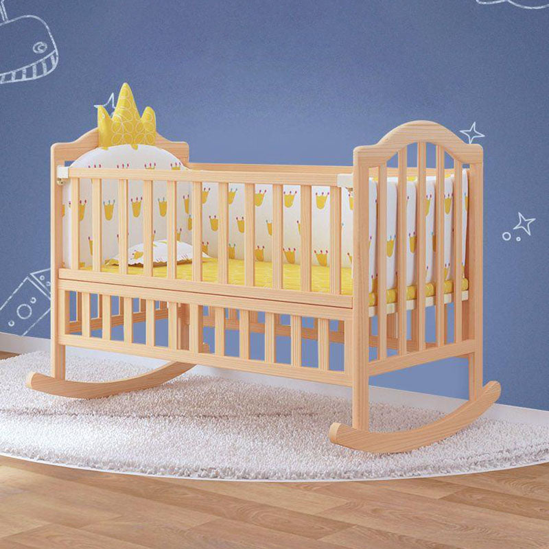 Scandinavian Baby Crib Wood Toddler Guard Rails Included Nursery Bed