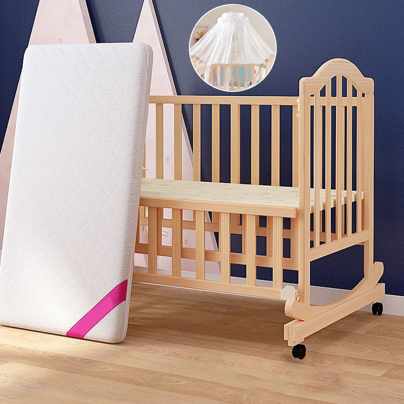 Scandinavian Baby Crib Wood Toddler Guard Rails Included Nursery Bed