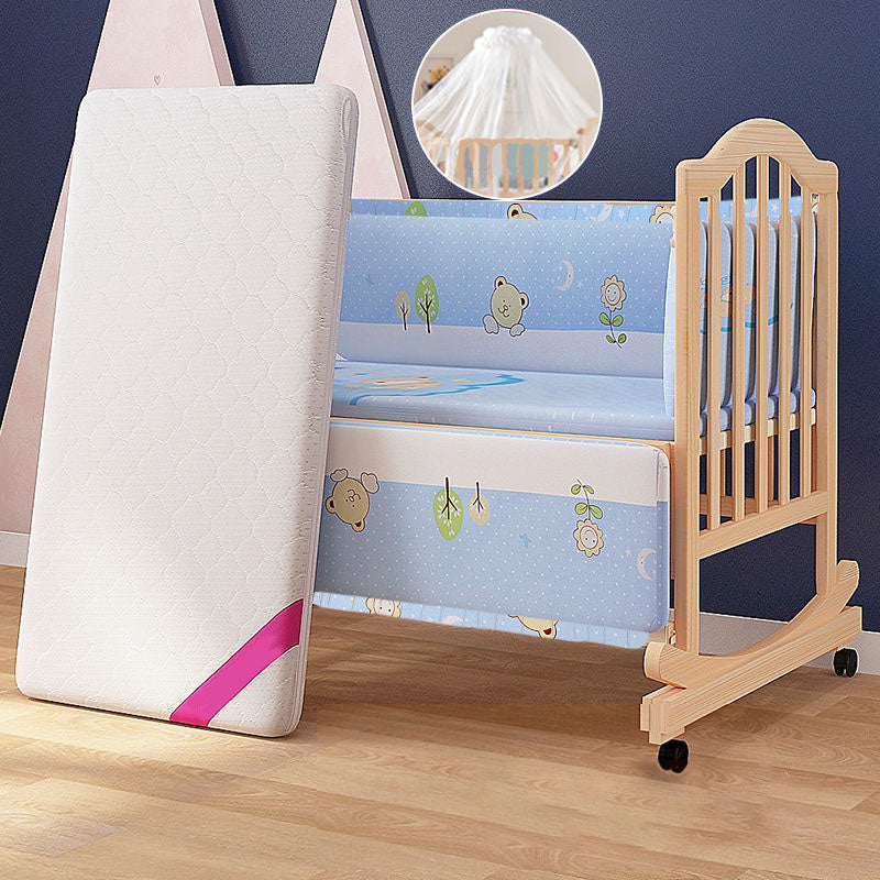 Scandinavian Baby Crib Wood Toddler Guard Rails Included Nursery Bed