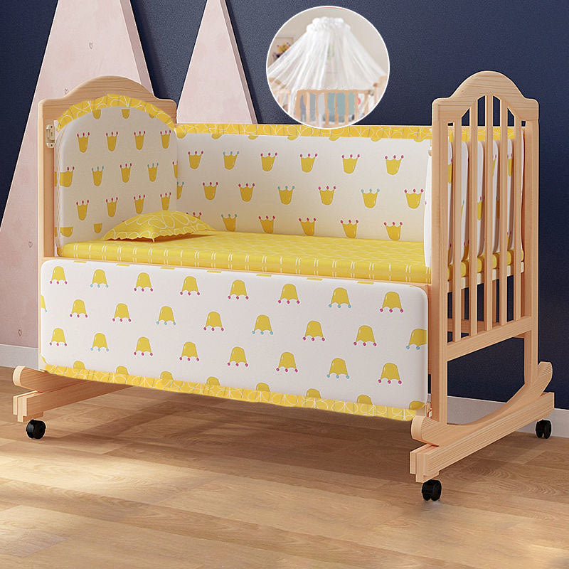 Scandinavian Baby Crib Wood Toddler Guard Rails Included Nursery Bed