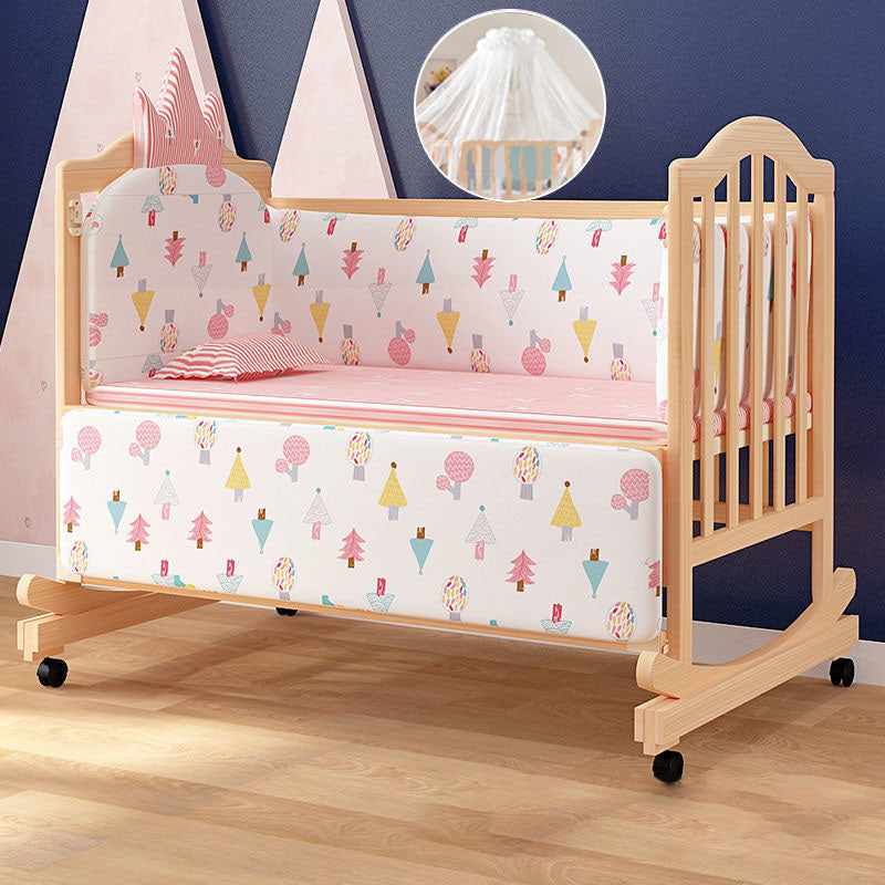 Scandinavian Baby Crib Wood Toddler Guard Rails Included Nursery Bed