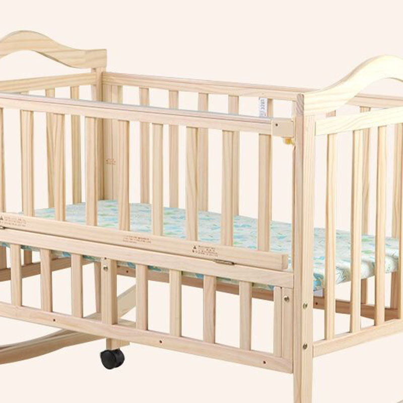 Scandinavian Baby Crib Wood Toddler Guard Rails Included Nursery Bed