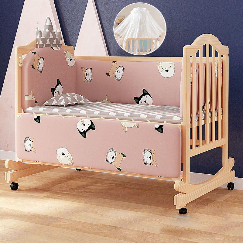 Scandinavian Baby Crib Wood Toddler Guard Rails Included Nursery Bed