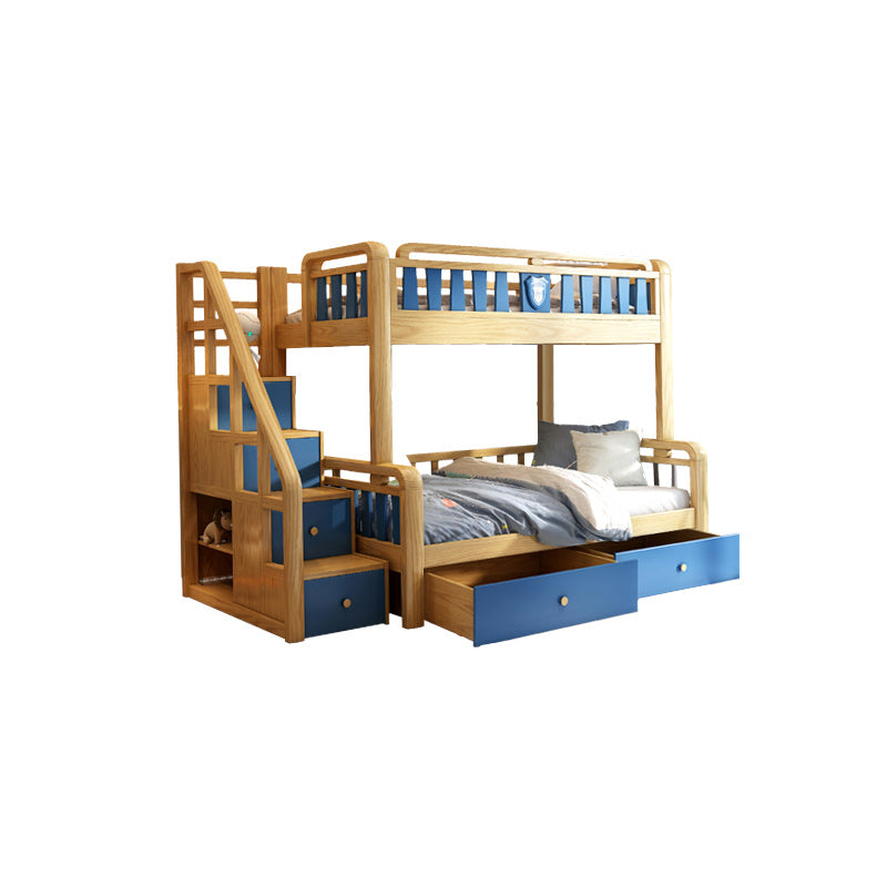 Scandinavian Natural Bunk Bed in Solid Wood with Guardrail Standard Bunk Bed