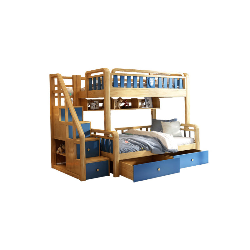 Scandinavian Natural Bunk Bed in Solid Wood with Guardrail Standard Bunk Bed