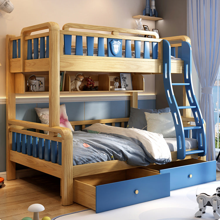 Scandinavian Natural Bunk Bed in Solid Wood with Guardrail Standard Bunk Bed