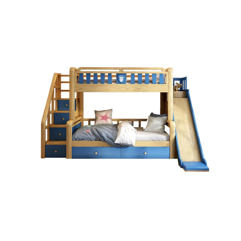 Scandinavian Natural Bunk Bed in Solid Wood with Guardrail Standard Bunk Bed