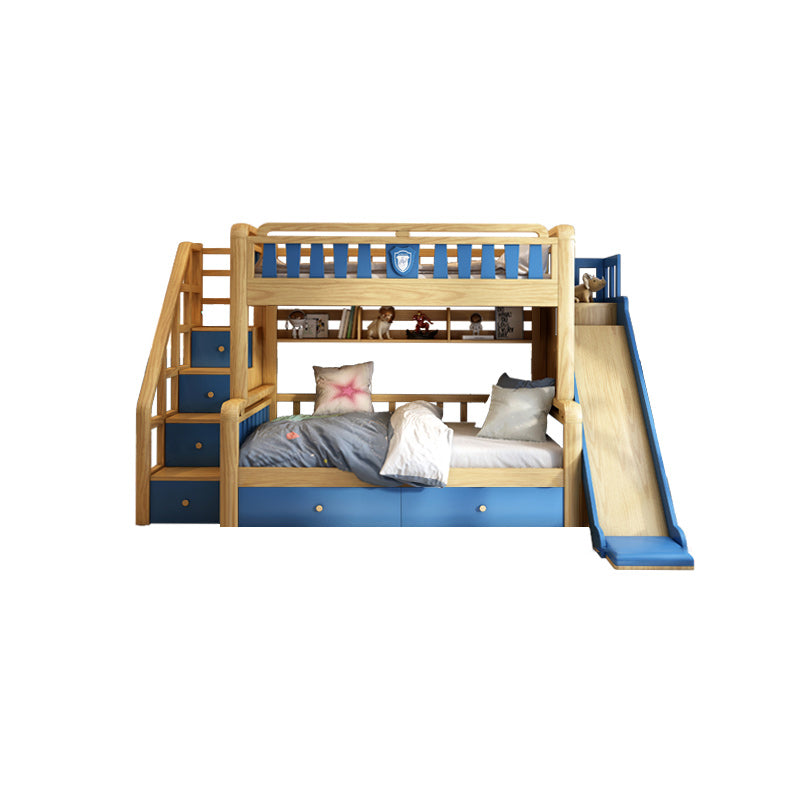 Scandinavian Natural Bunk Bed in Solid Wood with Guardrail Standard Bunk Bed