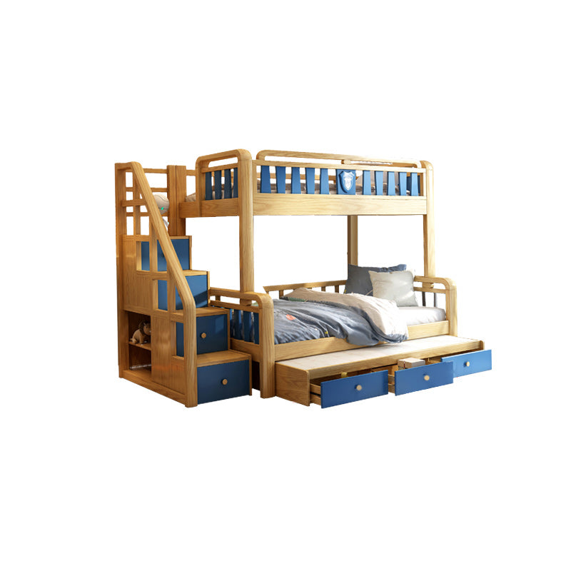 Scandinavian Natural Bunk Bed in Solid Wood with Guardrail Standard Bunk Bed