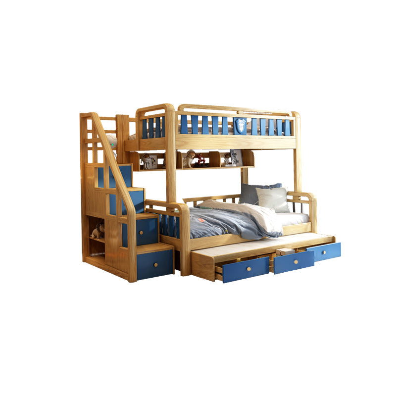 Scandinavian Natural Bunk Bed in Solid Wood with Guardrail Standard Bunk Bed