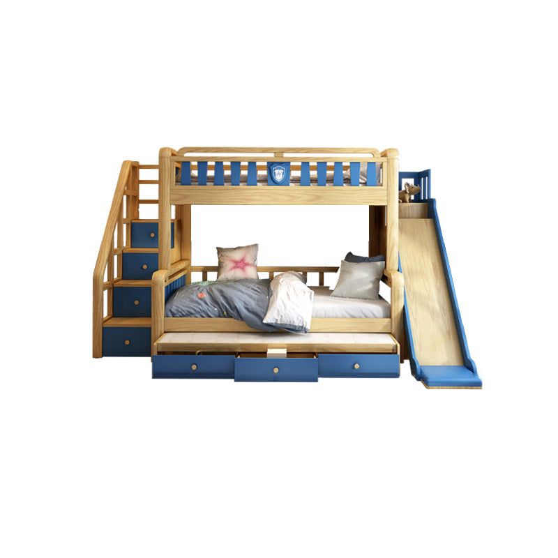 Scandinavian Natural Bunk Bed in Solid Wood with Guardrail Standard Bunk Bed