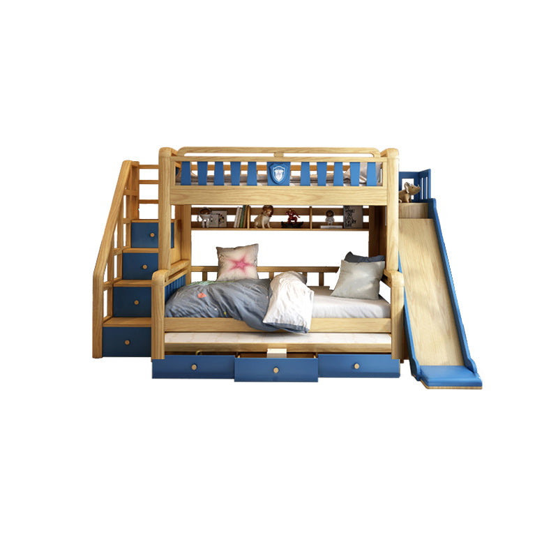 Scandinavian Natural Bunk Bed in Solid Wood with Guardrail Standard Bunk Bed