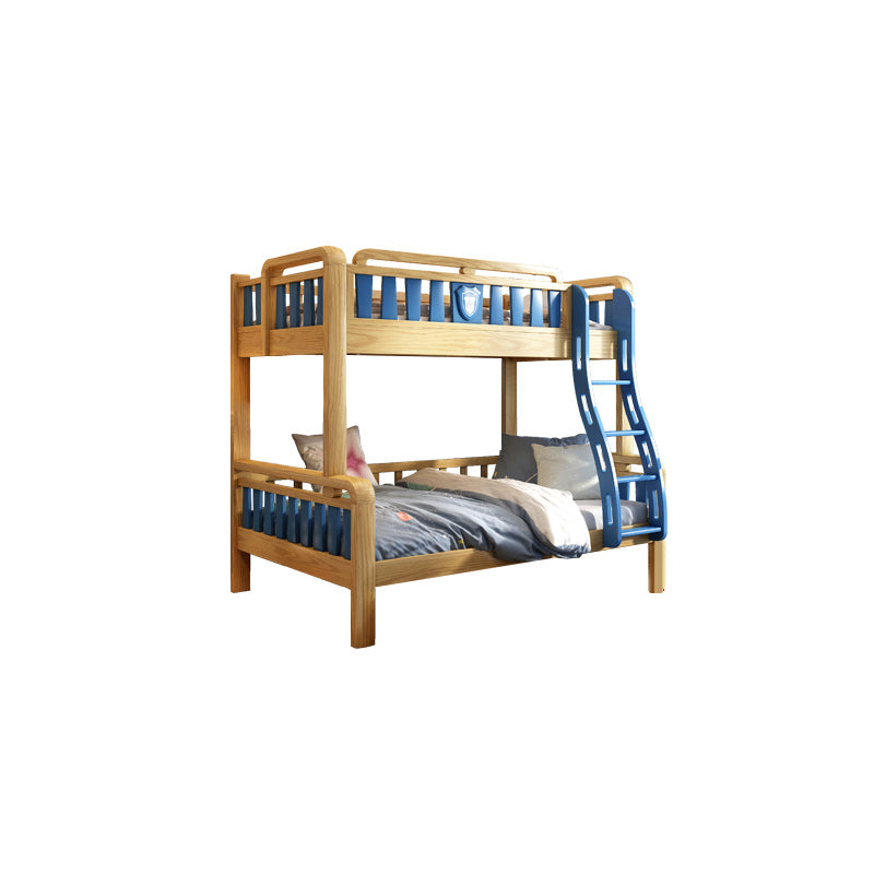 Scandinavian Natural Bunk Bed in Solid Wood with Guardrail Standard Bunk Bed