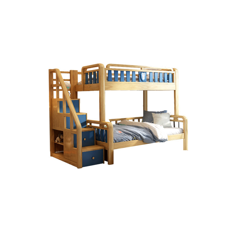 Scandinavian Natural Bunk Bed in Solid Wood with Guardrail Standard Bunk Bed