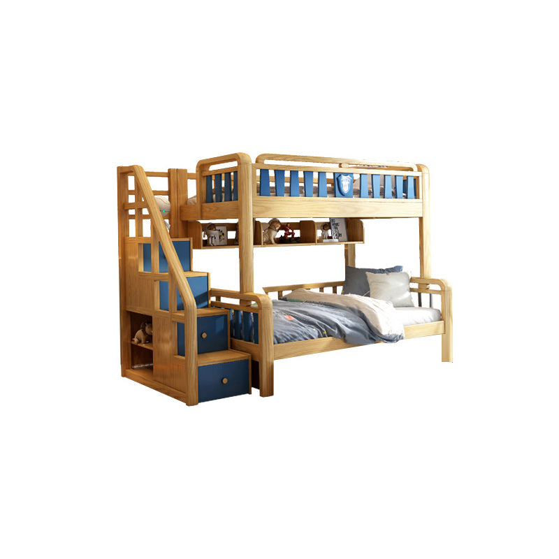 Scandinavian Natural Bunk Bed in Solid Wood with Guardrail Standard Bunk Bed