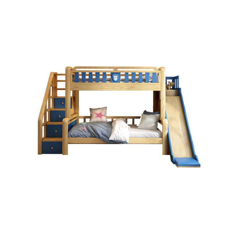 Scandinavian Natural Bunk Bed in Solid Wood with Guardrail Standard Bunk Bed