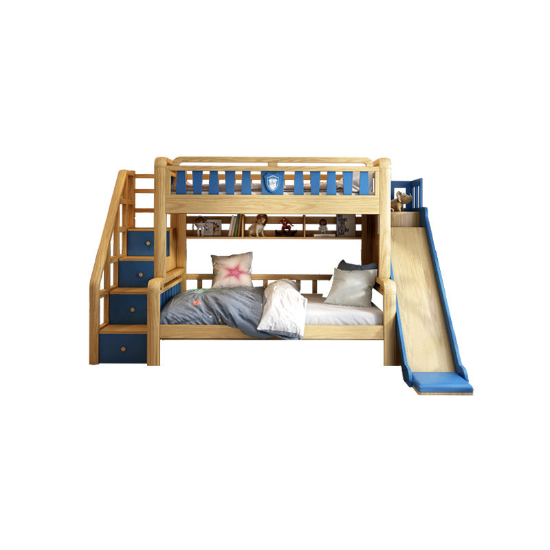 Scandinavian Natural Bunk Bed in Solid Wood with Guardrail Standard Bunk Bed