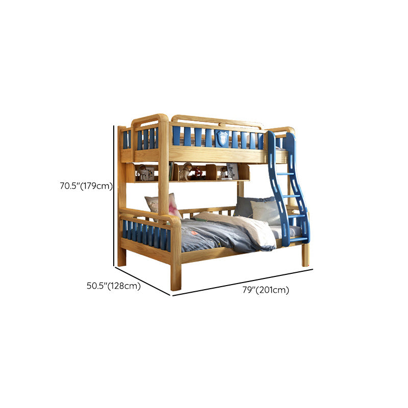 Scandinavian Natural Bunk Bed in Solid Wood with Guardrail Standard Bunk Bed