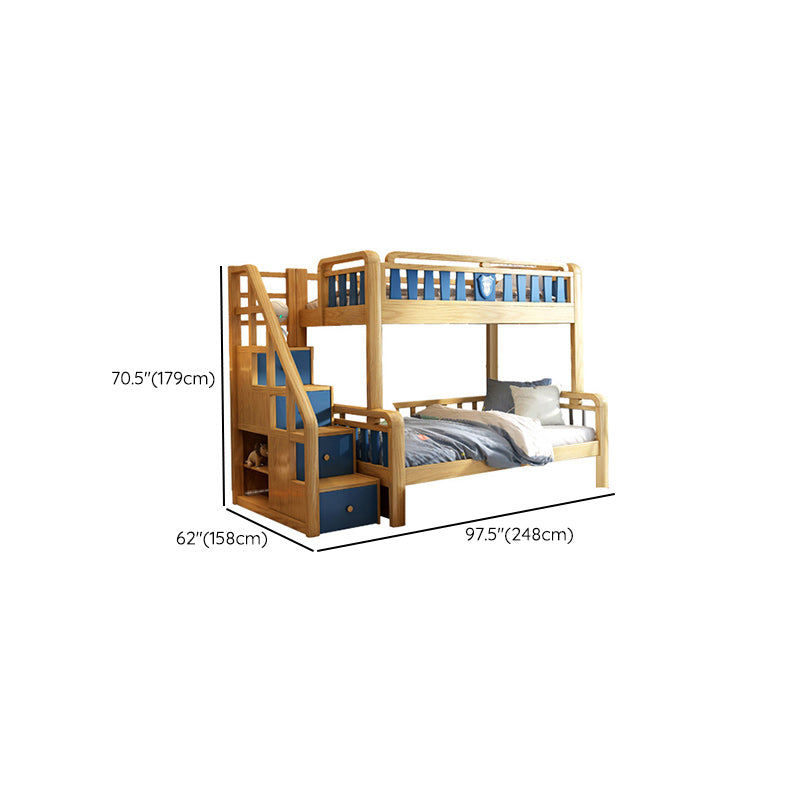 Scandinavian Natural Bunk Bed in Solid Wood with Guardrail Standard Bunk Bed