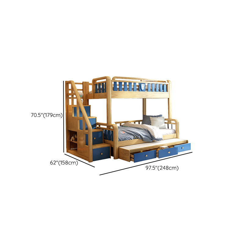 Scandinavian Natural Bunk Bed in Solid Wood with Guardrail Standard Bunk Bed