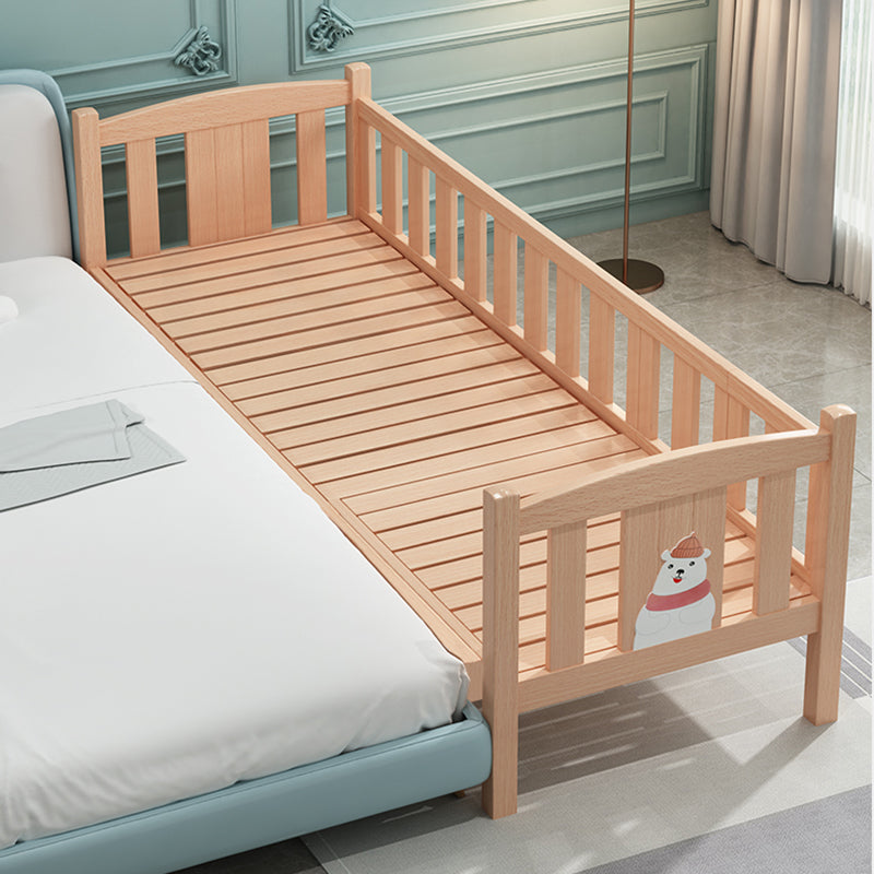 Farmhouse Solid Wood Baby Crib Natural Nursery Bed with Guardrail