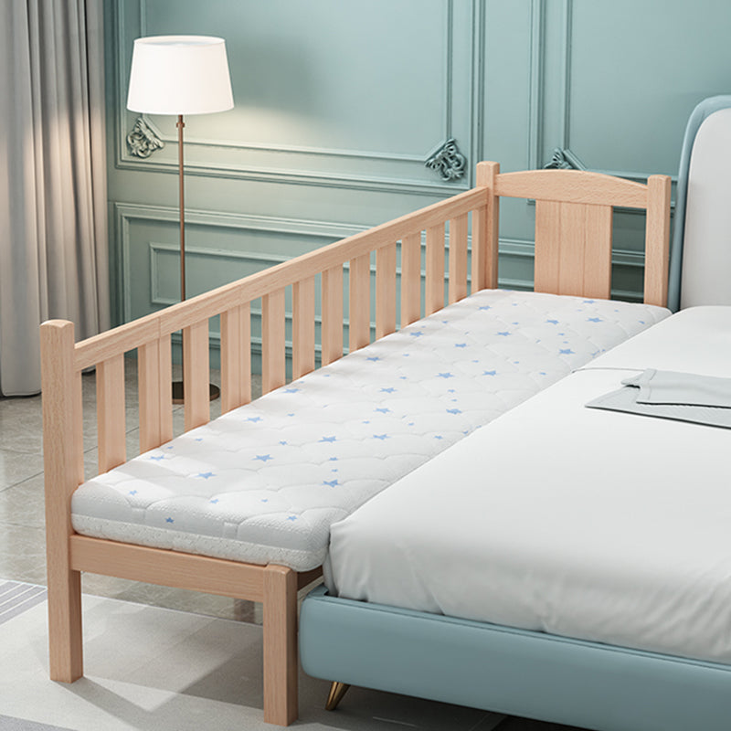 Farmhouse Solid Wood Baby Crib Natural Nursery Bed with Guardrail