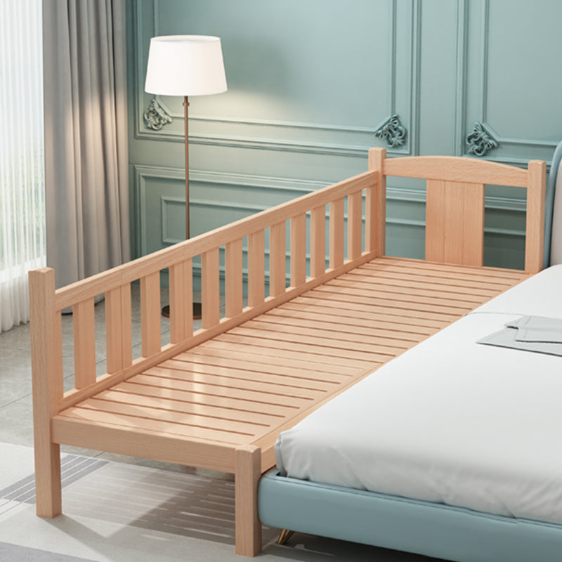 Farmhouse Solid Wood Baby Crib Natural Nursery Bed with Guardrail