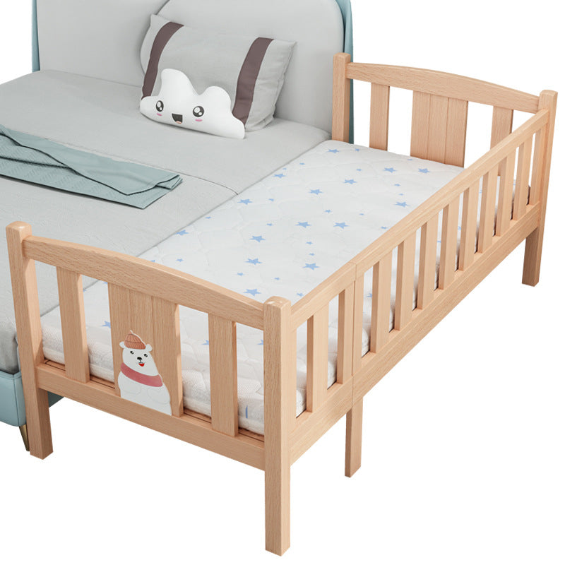 Farmhouse Solid Wood Baby Crib Natural Nursery Bed with Guardrail