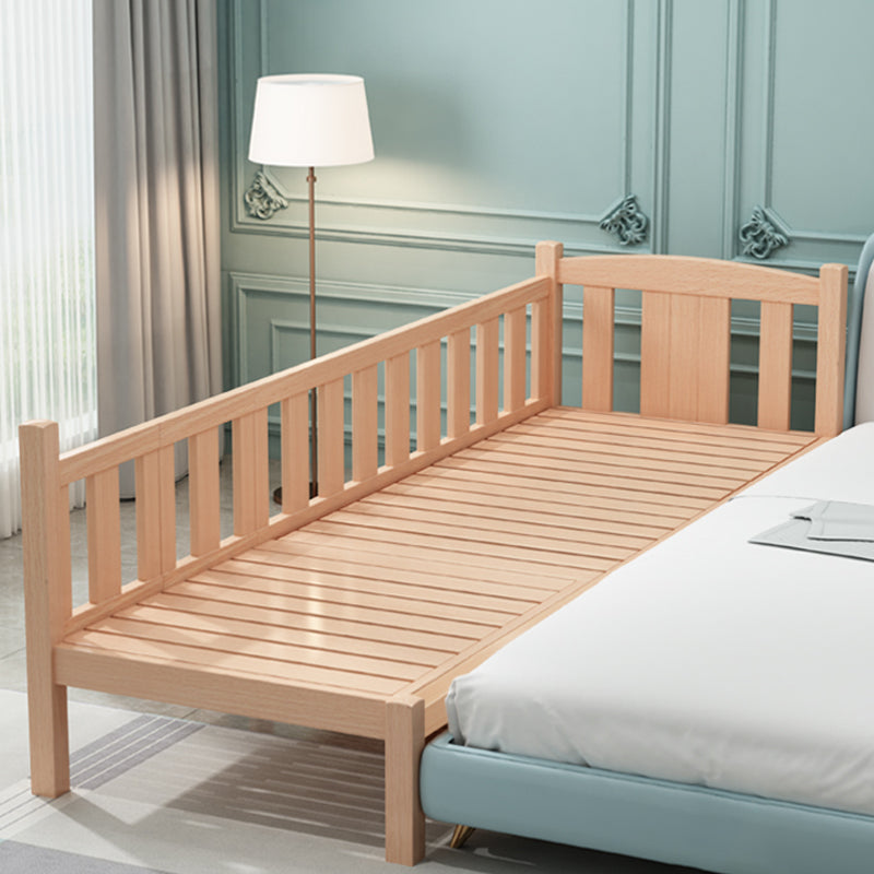 Farmhouse Solid Wood Baby Crib Natural Nursery Bed with Guardrail