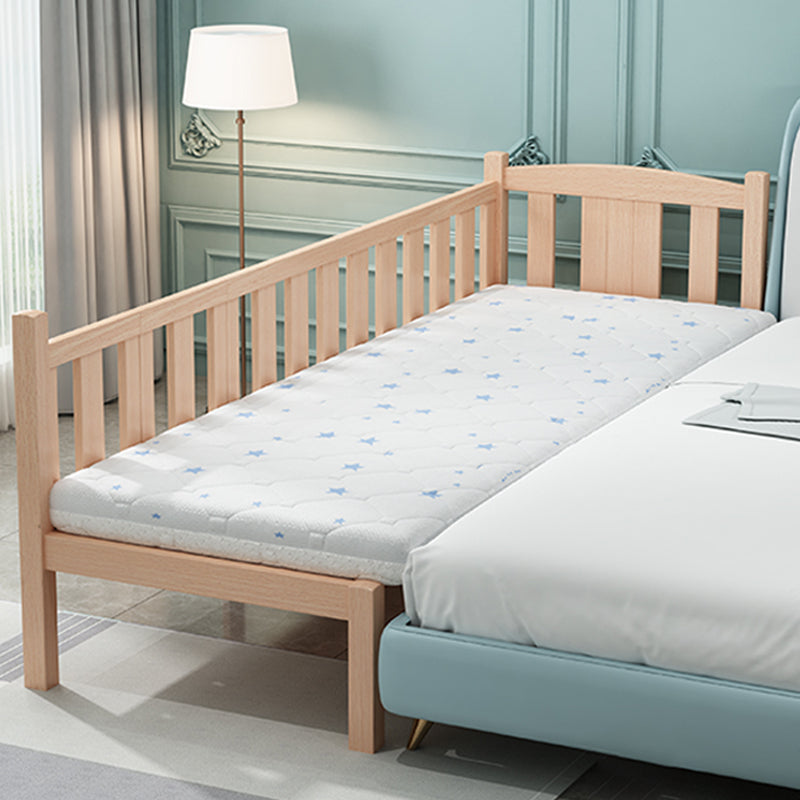 Farmhouse Solid Wood Baby Crib Natural Nursery Bed with Guardrail